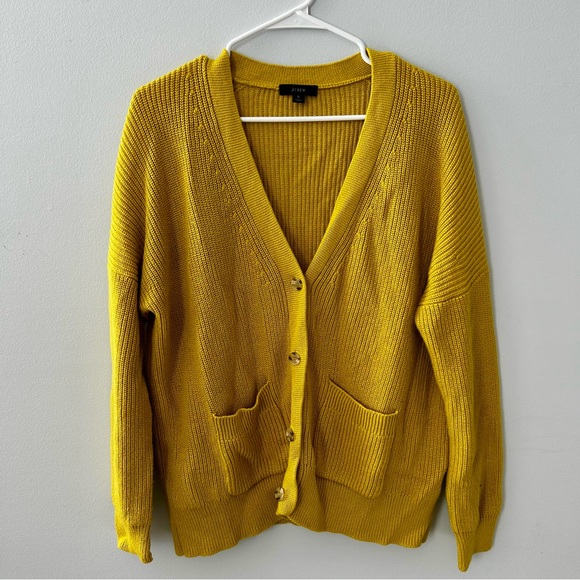 J. Crew Sweaters - J. Crew V-Neck Cotton Blend Button Cardigan Chartreuse Size Small AX752